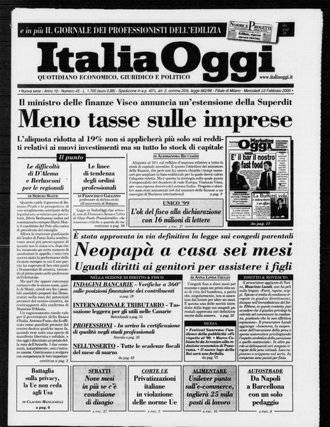 Italia oggi : quotidiano di economia finanza e politica